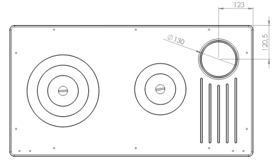EEK A - Panorama-Holzherd Modell 214-3D mit 6,04kW - Viel Gusseisen!